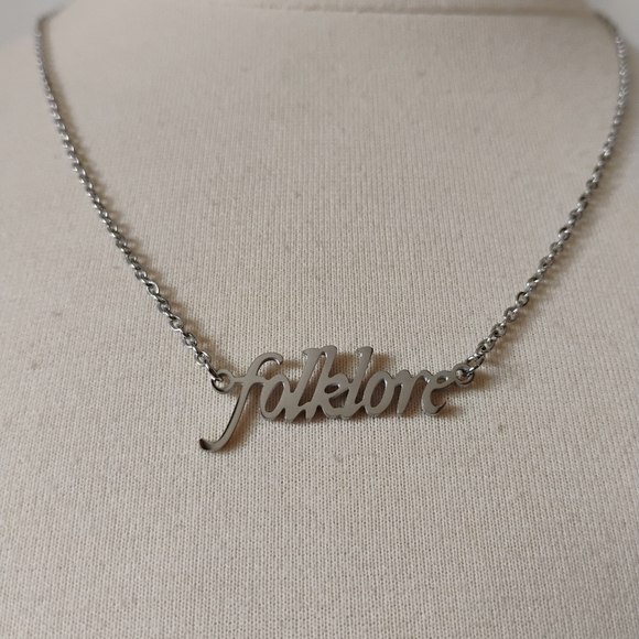 Taylor Swift "Folklore" Silver Tone Metal Chain Necklace with Adjustable Length - Picture 3 of 10